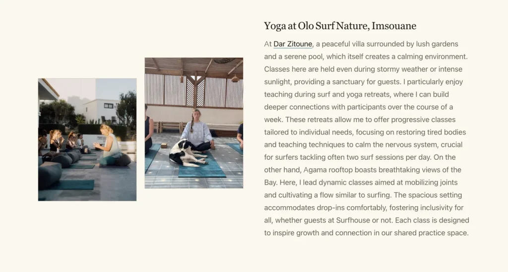 Yoga With Joli website on desktop, screen 03