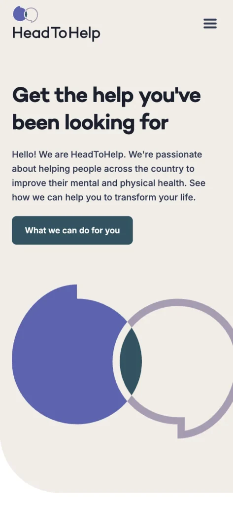 HeadToHelp website on mobile, screen 03