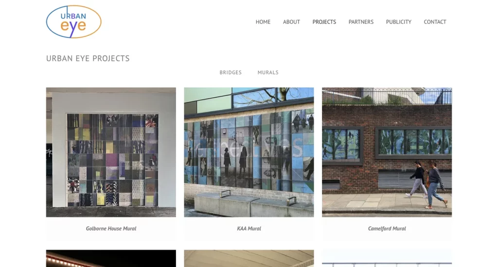 Urban Eye projects grid showing murals and bridges